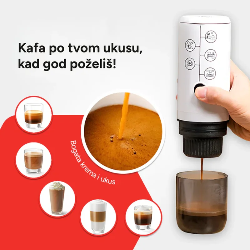 prenosivi aparat za espresso kafu prenosivi aparat za espresso kafu — u upotrebi