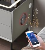 Pametni Noćni Stočić sa Otključavanjem na Otisak Prsta, Bežičnim Punjenjem, Bluetooth Zvučnikom i LED Osvetljenjem – Dark Grey - galerija
