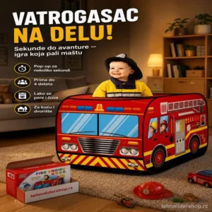 Pop-up Šator za Decu – Vatrogasno Vozilo
