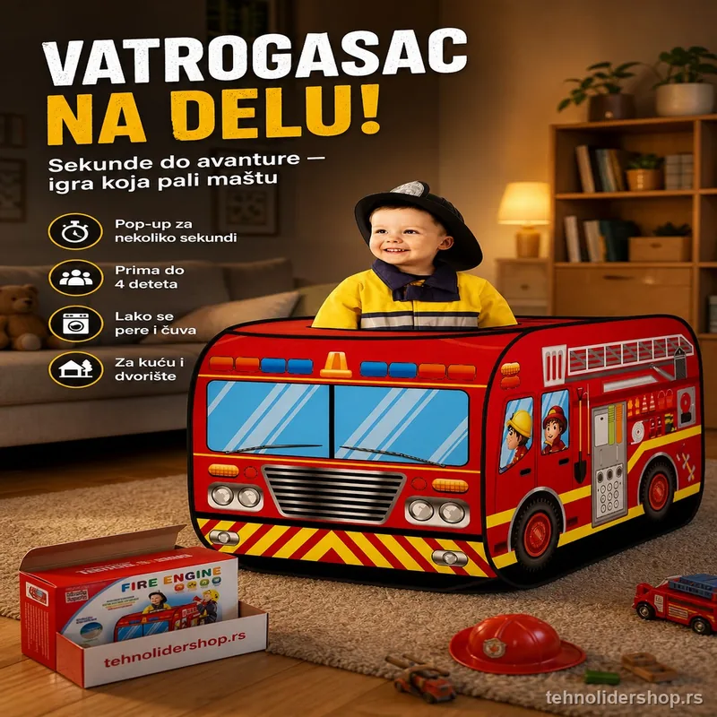 Pop-up Šator za Decu – Vatrogasno Vozilo Pop-up Šator za Decu – Vatrogasno Vozilo