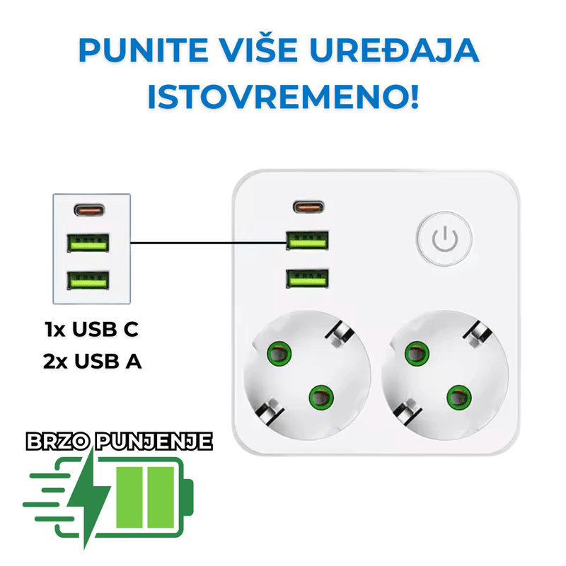 produžni kabl sa USB punjačem produžni kabl sa USB punjačem — prednja strana