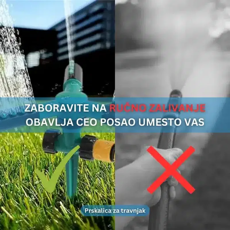 prskalica za travnjak — prednja strana