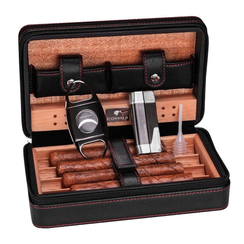 putni kožni humidor za cigare — prednja strana