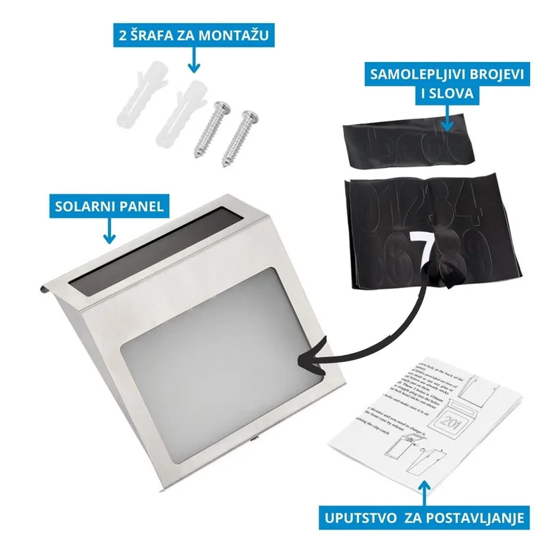 solarni LED kućni broj — detalji