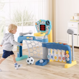 Sportski set 5 u 1 za decu – koš, gol, kuglanje i golf igračka — u upotrebi