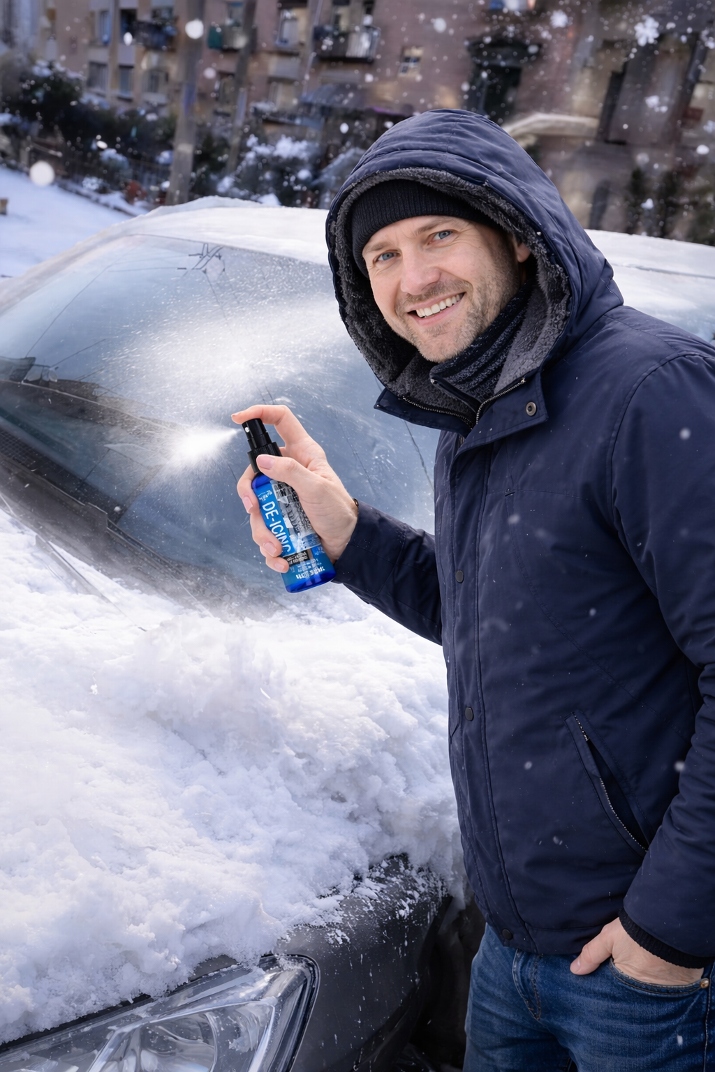 Sredstvo za otapanje snega i leda 1+1 GRATIS! sredstvo za otapanje snega — u upotrebi