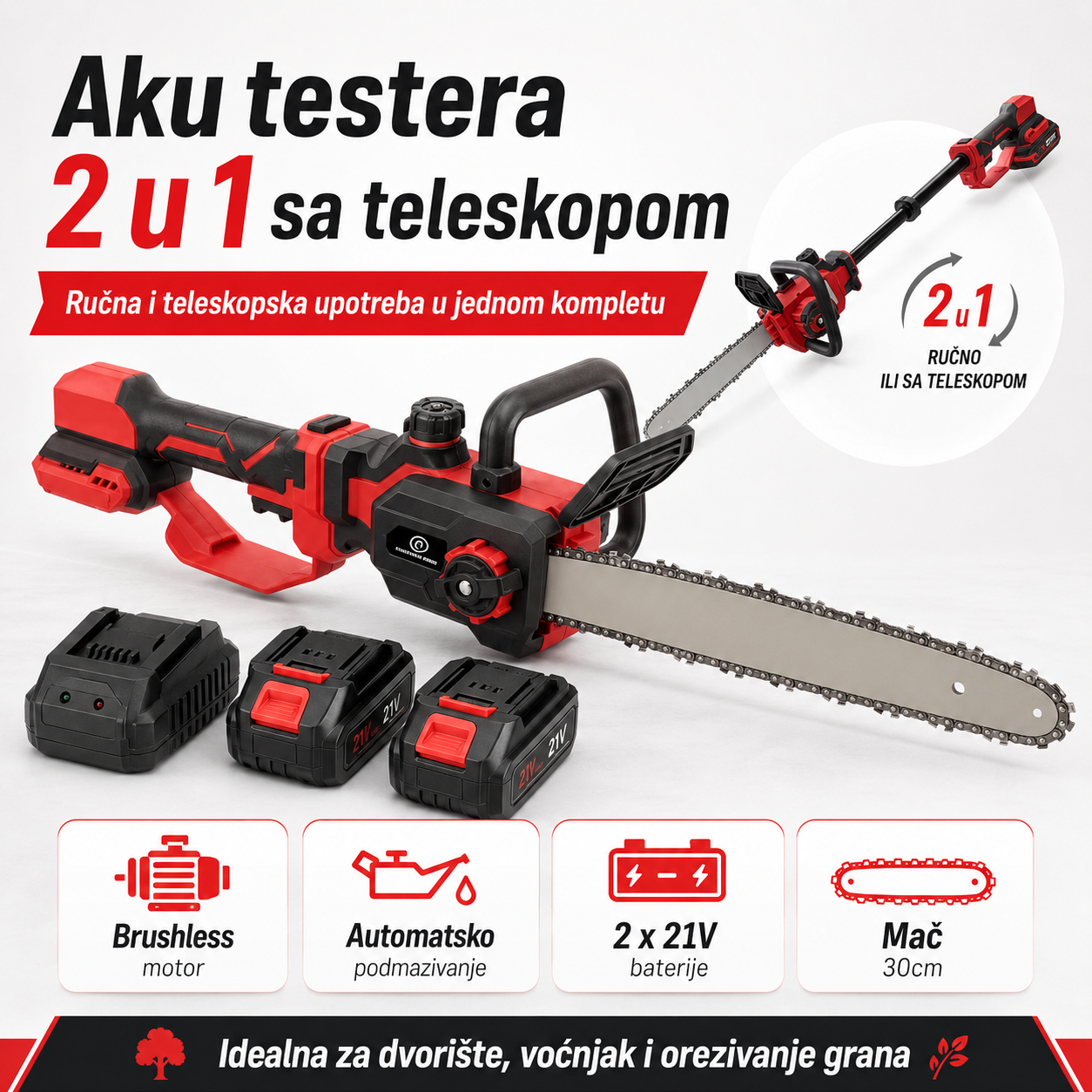 Teleskopska Aku Testera 30 cm + 2 Baterije Teleskopska Aku Testera 30 cm + 2 Baterije