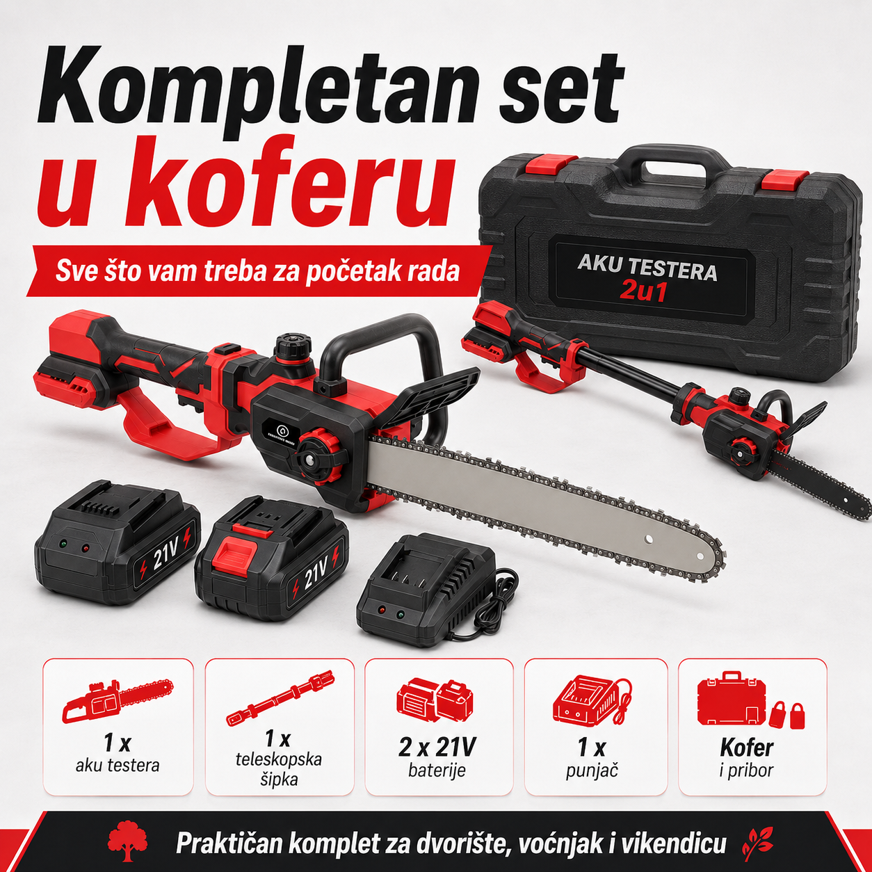 Teleskopska Aku Testera 30 cm + 2 Baterije teleskopska aku testera 30 — detalji