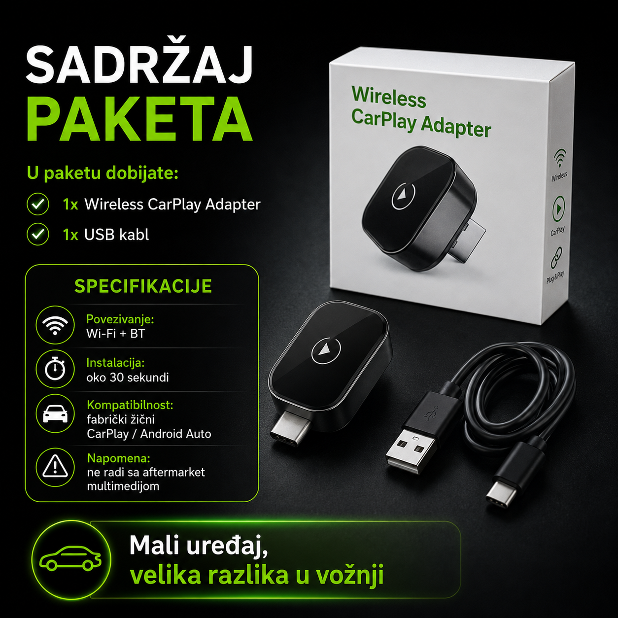 Wireless Apple Carplay & Android Auto Adapter wireless apple carplay & — u upotrebi