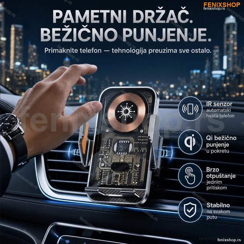 2u1 Pametni Auto držač i Bežični punjač za telefon sa IR senzorom C10 2u1 Pametni Auto držač i Bežični punjač za telefon sa IR senzorom C10