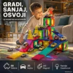 3D Magnetne kocke garaža – 68 delova sa 20 autića
