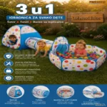 3u1 Šator + Tunel + Bazen za Loptice – PLAVI