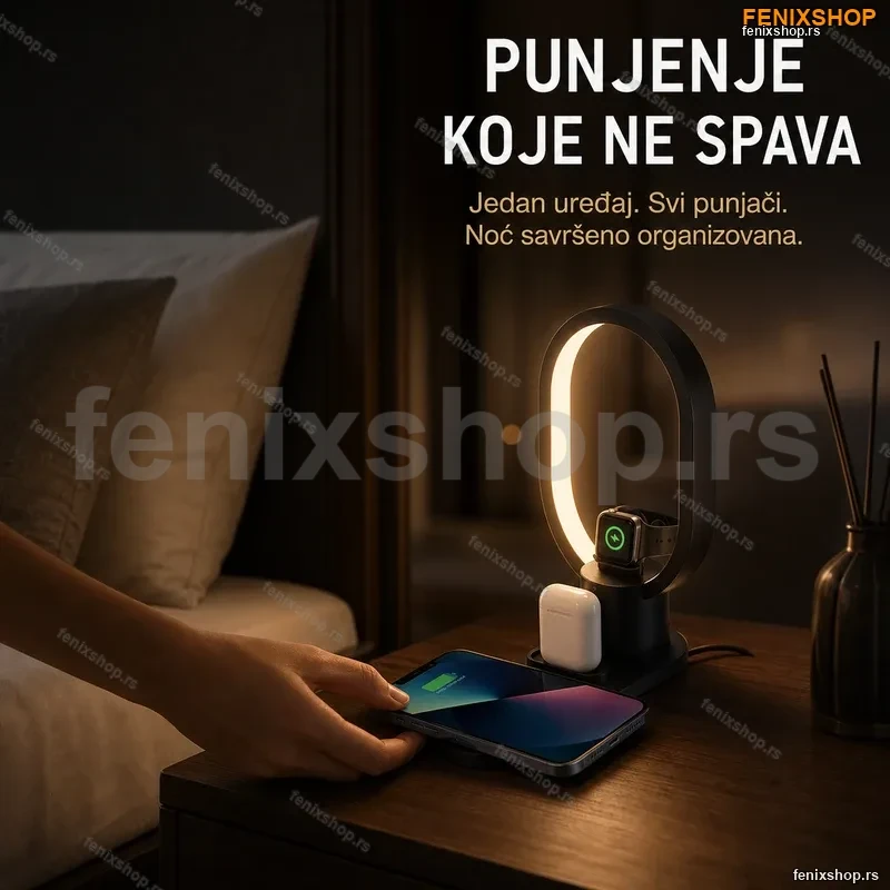 4 u 1 Lampa,bežični punjač za telefone,punjac za smart sat i za airpod slušalice 4 u 1 Lampa,bežični punjač za telefone,punjac za smart sat i za airpod slušalice