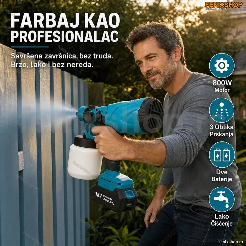Aku pištolj za farbanje 800w sa dve baterije Aku pištolj za farbanje 800w sa dve baterije