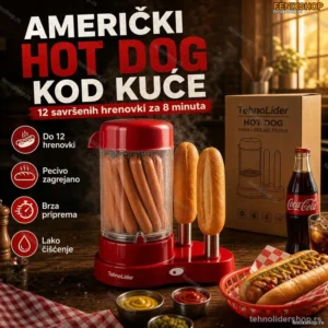 Aparat za Hot Dog Američki – 12 Hot Dogova na Pari, 450W