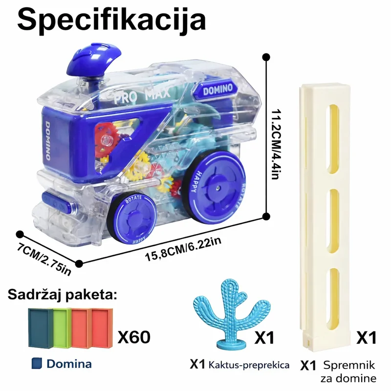 Autić za slaganje domina sa svetlima i zvukovima domino autić - detalji