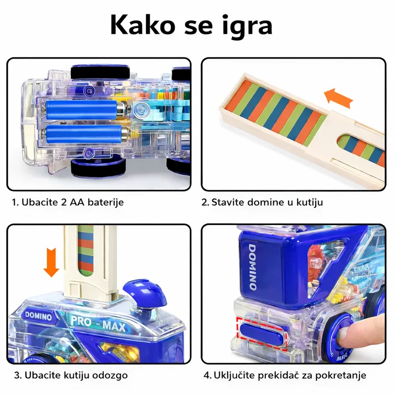 Autić za slaganje domina sa svetlima i zvukovima domino autić - u upotrebi