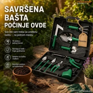 Baštenski Set Alata 10-delni – Komplet sa Futrolom za Baštu i Balkon