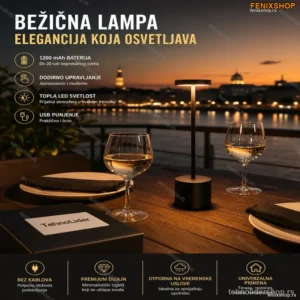 Bežična LED Stona Lampa sa Touch Kontrolom – Crna | Kafići, Bašte, Restorani