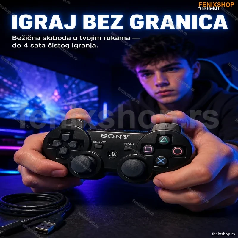 Bežični džojstik za PS3 sa punjivom baterijom i USB kablom Bežični džojstik za PS3 sa punjivom baterijom i USB kablom