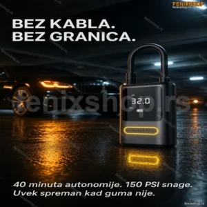 Bežični kompresor za auto gume sa dvostrukom baterijom 2x2000mAh – 150 PSI