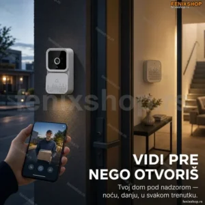 Bežično zvono sa kamerom WiFi za vrata — noćni vid i mobilna aplikacija