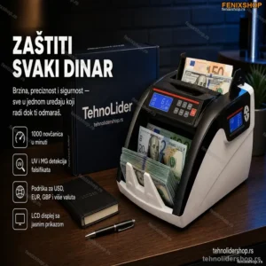 Brojač Novčanica sa Detektorom Falsifikata – UV i MG Zaštita, LCD