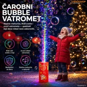 Bubble Vatromet – Mašina za Mehuriće sa LED Svetlima i Zvučnim Efektima