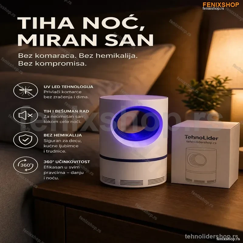 BuzzOff UV LED Lampa za Komarce – Tiha Zaštita bez Hemikalija BuzzOff UV LED Lampa za Komarce – Tiha Zaštita bez Hemikalija
