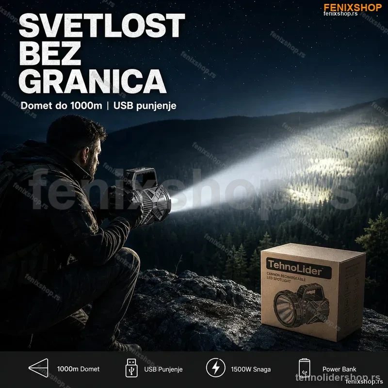 CANNON Punjiva LED Lampa Reflektor – Domet do 1000m, 1500W CANNON Punjiva LED Lampa Reflektor – Domet do 1000m, 1500W