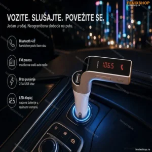CARG7 – 3u1 FM Transmitter + Bluetooth + Punjač za auto