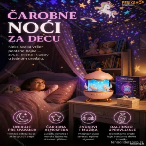 Čarobni Muzički Rotacioni Projektor Zeka Vrteška – Noćna Lampa za Decu