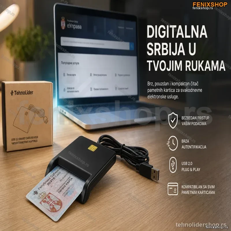 Čitač Smart Kartica USB 2.0 – Lična Karta, Zdravstvena Knjižica i Saobraćajna Dozvola Čitač Smart Kartica USB 2.0 – Lična Karta, Zdravstvena Knjižica i Saobraćajna Dozvola