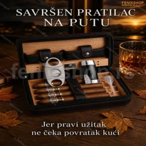 Cohiba kožni putni humidor za cigare — crni