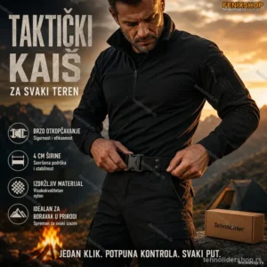 Crni Taktički Kaiš sa Metalnom Kopčom na Brzo Otpuštanje
