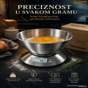 Digitalna Kuhinjska Vaga INOX do 5 kg – Precizno Merenje za Svaki Recept
