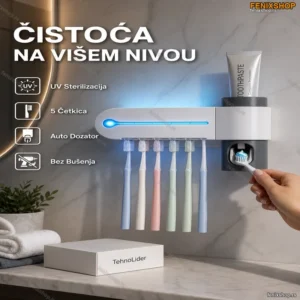 Držač za Četkice sa UV Sterilizatorom i Dozatorom za Pastu