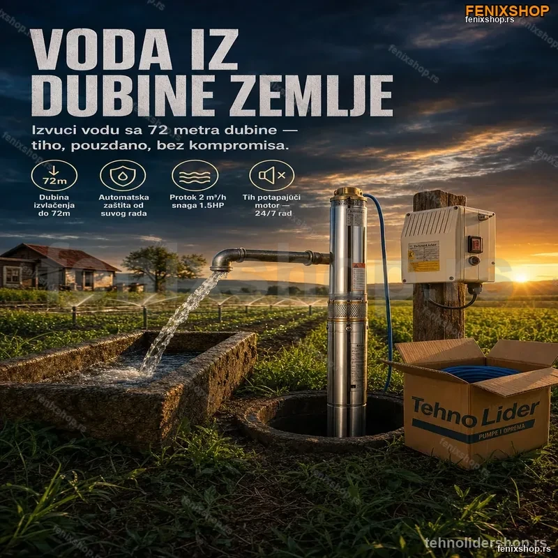 Dubinska Pumpa za Bunar 1.5HP sa Kontrolerom – Izvlačenje do 72m Dubinska Pumpa za Bunar 1.5HP sa Kontrolerom – Izvlačenje do 72m