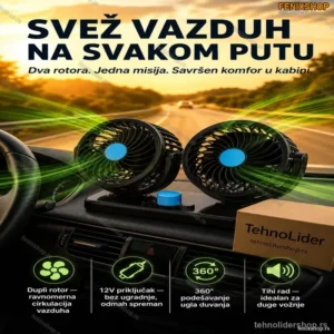 Dupli Ventilator za Auto i Kombi 12V — Efikasno Hlađenje Kabine