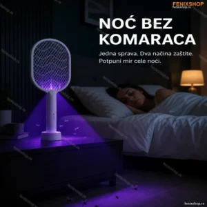 Električni reket protiv komaraca sa UV lampom 3000V — 2u1 reket i automatska lampa