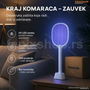Električni Reket za Komarce sa LED Zamkom – Efikasna Zaštita od Insekata