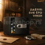 Elektronski metalni sef sa šifrom i rezervnim ključevima