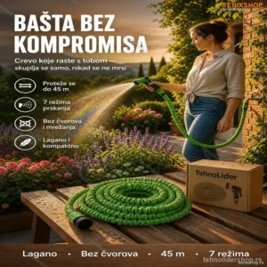 FlexiGarden Rastegljivo Baštensko Crevo sa Prskalicama – 45 m