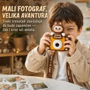 Fotoaparat za decu Labubu braon sa gumenom zaštitnom maskom