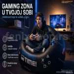 Gaming Fotelja na Naduvavanje za Decu i Tinejdžere sa Držačem za Čašu