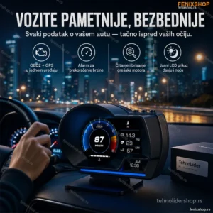 Head Up Displej za auto OBD2+GPS sa alarmom za prekoračenje brzine P6