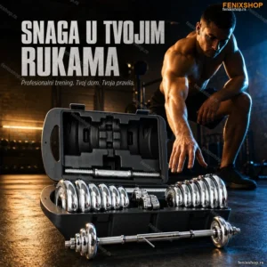 Hromirani Tegovi Bučice 20 kg Set sa Šipkom za Spajanje