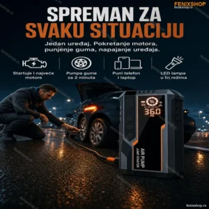 Jump Starter za Kola 4000A sa Kompresorom i LCD Ekranom