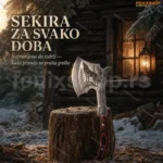 Kampujuća sekira sa drvenom drškom — full tang