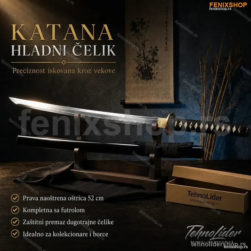 Katana Hladni Čelik 78 cm – Prava Oštrica sa Futrolom Katana Hladni Čelik 78 cm – Prava Oštrica sa Futrolom